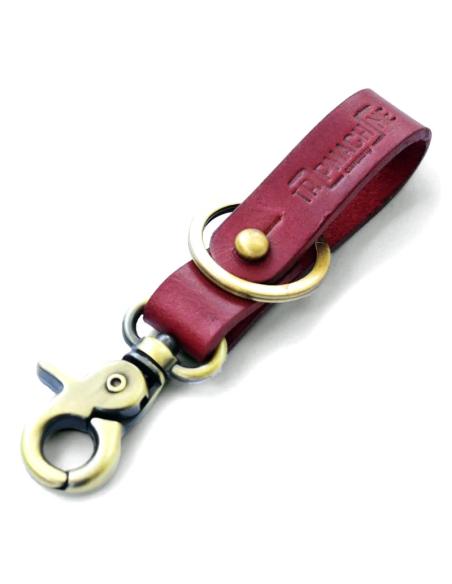 PORTE-CLÉS EN CUIR ROUGE CERISE