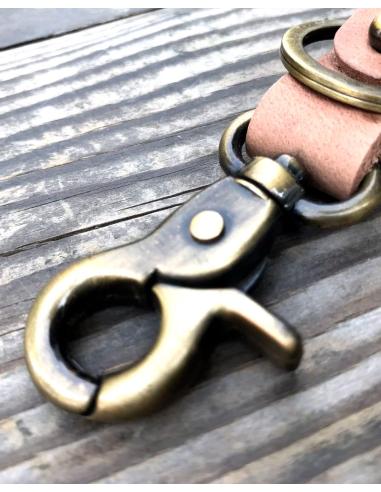 Porte-Clés En Cuir Naturel Et Vieil Or | Prix Promo