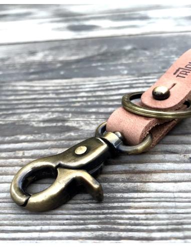 KEY HOLDER IN NATURAL LEATHER AND OLD GOLD