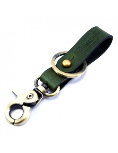 GOLDEN KEY HOLDER WITH GREEN LEATHER