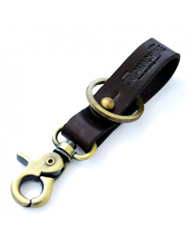 GENUINE LEATHER KEYCHAIN IN TOBACCO BROWN