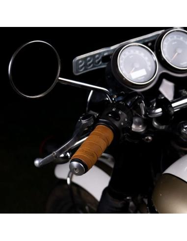CHESTNUT BROWN LEATHER GRIP FOR CUFFS WITH ADHESIVE BACKING