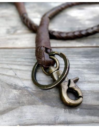 LEATHER BRAIDED KEY CHAIN BROWN TOBACCO FOR WALLET TRIPMACHINE