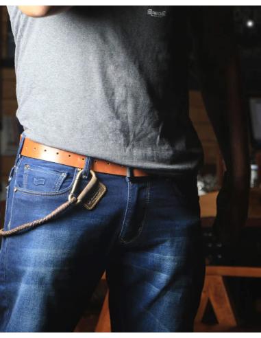 LEATHER BRAIDED KEY CHAIN BROWN TOBACCO FOR WALLET TRIPMACHINE