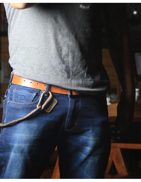 LEATHER BRAIDED KEY CHAIN BROWN TOBACCO FOR WALLET TRIPMACHINE