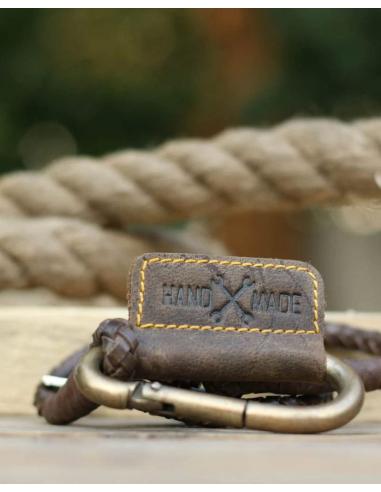 LEATHER BRAIDED KEY CHAIN BROWN TOBACCO FOR WALLET TRIPMACHINE
