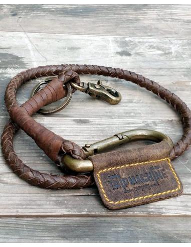 LEATHER BRAIDED KEY CHAIN BROWN TOBACCO FOR WALLET TRIPMACHINE