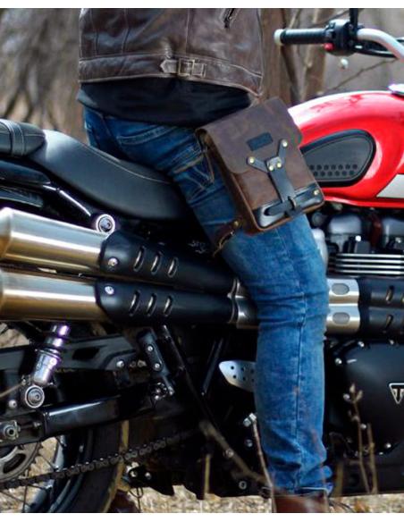 LEATHER LEG POUCH IN TOBACCO BROWN BY TRIP MACHINE
