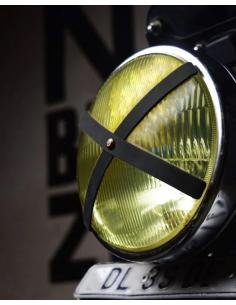 FITA X EM COURO PRETO PARA FARÓIS DE CAFÉ RACER DE TRIP MACHINE