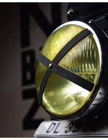 FITA X EM COURO PRETO PARA FARÓIS DE CAFÉ RACER DE TRIP MACHINE