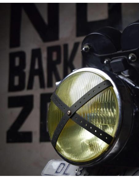 Comprar Cinta X En Cuero Negro Perforado Para Faros Café Racer De Trip Machine a precio de oferta