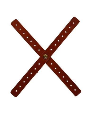 CHERRY RED PERFORATED LEATHER X-STRAP FOR CAFE RACER HEADLIGHTS BY TRIP MACHINE