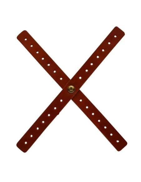 CHERRY RED PERFORATED LEATHER X-STRAP FOR CAFE RACER HEADLIGHTS BY TRIP MACHINE
