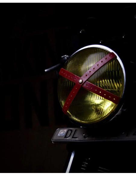 Comprar Cinta X En Cuero Rojo Cereza Perforado Para Faros Café Racer De Trip Machine a precio de oferta