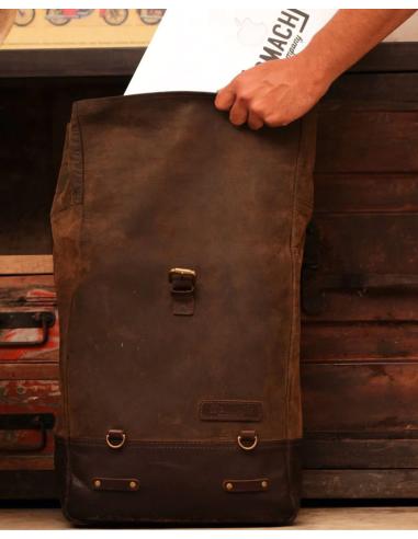 Comprar Mochila Alforja En Piel De Color Marrón Tabaco De Trip Machine a precio de oferta