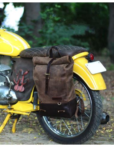 Comprar Mochila Alforja En Piel De Color Marrón Tabaco De Trip Machine a precio de oferta