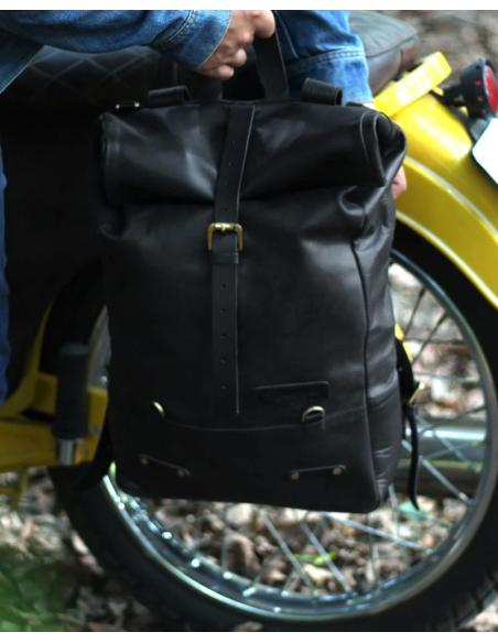 Comprar Alforja Mochila En Cuero Negro De Trip Machine a precio de oferta