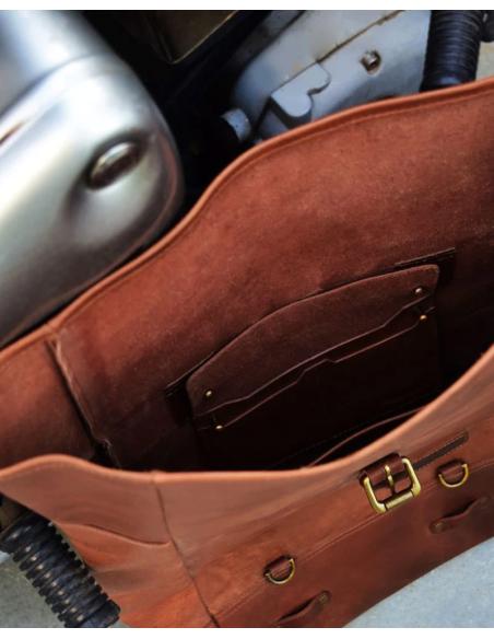 SAC À DOS SACOCHE EN CUIR BRUN VINTAGE TRIP MACHINE
