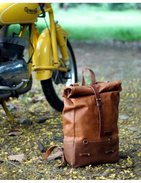 MOCHILA ALFORGE DE COURO MARROM VINTAGE POR TRIP MACHINE