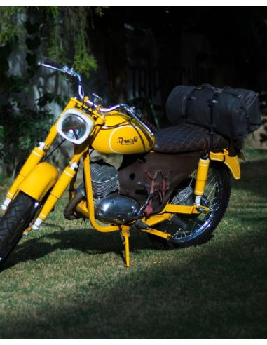 Sac De Voyage Militaire En Cuir Noir Pour Moto De Trip Machine