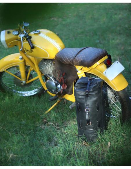 Comprar Petate Militar En Cuero Negro Para Moto De Trip Machine a precio de oferta