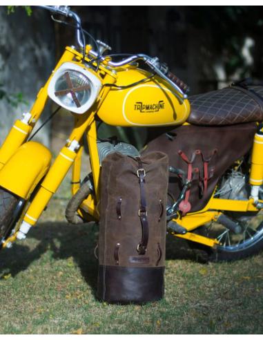 Comprar Petate Militar Para Moto En Piel Marrón Tabaco De Trip Machine a precio de oferta