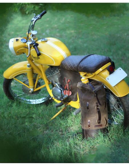 Comprar Petate Militar Para Moto En Piel Marrón Tabaco De Trip Machine a precio de oferta