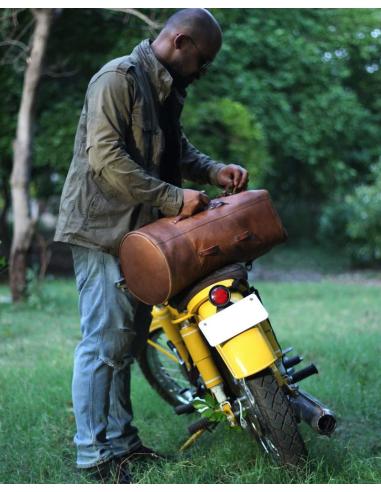 Saco Militar De Motocicleta De Couro Marrom Vintage De Trip Machine