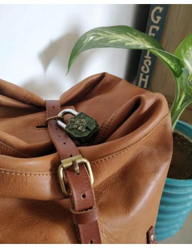 VINTAGE TAN LEATHER SADDLE BAG MILITARY DUFFEL BY TRIP MACHINE