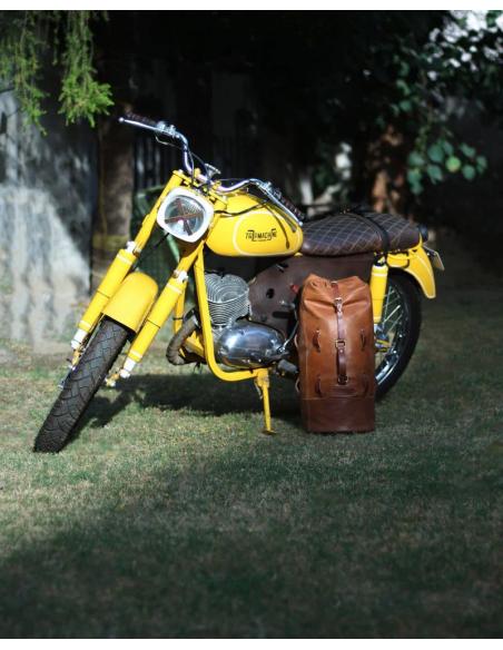 Saco Militar De Motocicleta De Couro Marrom Vintage De Trip Machine
