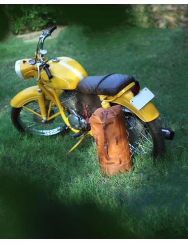 Saco Militar De Motocicleta De Couro Marrom Vintage De Trip Machine