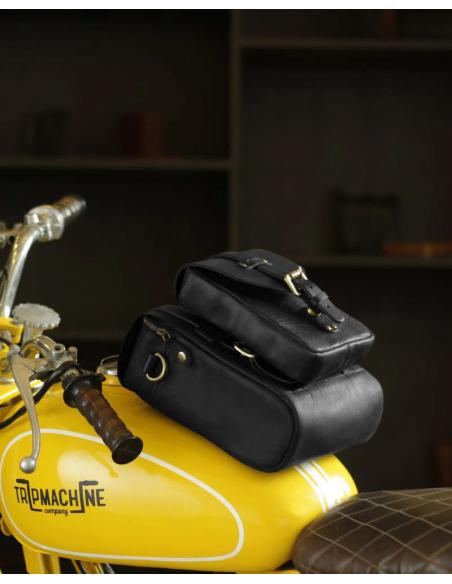 BLACK LEATHER TANK AND TAIL BAG WITH MAGNETS TRIP MACHINE