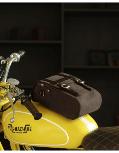 BROWN TOBACCO LEATHER TANK AND TAIL BAG WITH MAGNETS TRIP MACHINE