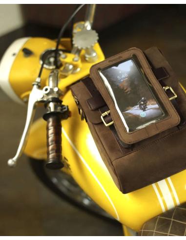 SAC POUR RÉSERVOIR ET SIÈGE EN CUIR BRUN TABAC AVEC AIMANTS TRIP MACHINE