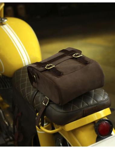 BROWN TOBACCO LEATHER TANK AND TAIL BAG WITH MAGNETS TRIP MACHINE