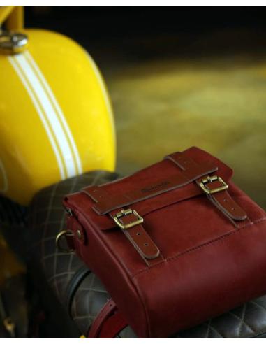 Sac Pour Réservoir Et Siège En Cuir Rouge Cerise Avec Aimants Trip Machine