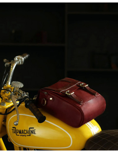 CHERRY RED LEATHER TANK AND TAIL BAG WITH MAGNETS TRIP MACHINE