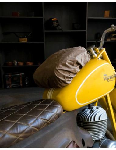 BOLSA DE COURO VERMELHO CEREJA PARA TANQUE DE MOTOCICLETA COM ÍMANS TRIP MACHINE