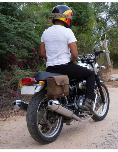 SAC À BANDOULIÈRE EN CUIR BRUN TABAC PAR TRIP MACHINE
