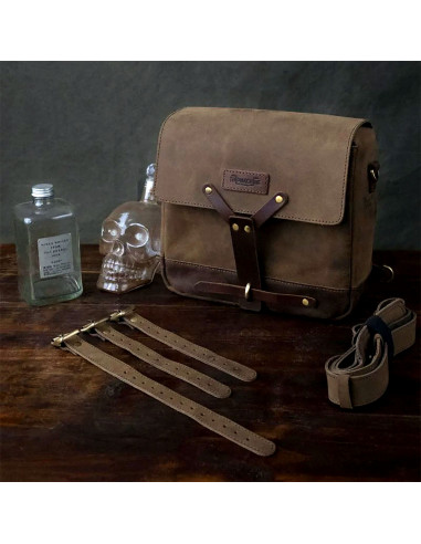 TOBACCO BROWN LEATHER SADDLE AND MESSENGER BAG BY TRIP MACHINE