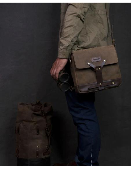 ALFORGE SACO DE OMBRO DE COURO CASTANHO TABACO DE TRIP MACHINE