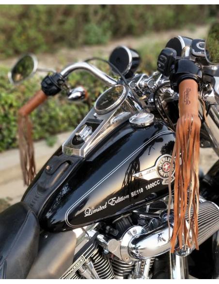 TASSELS BROWN VINTAGE LEATHER CUFF COVERS BY TRIP MACHINE