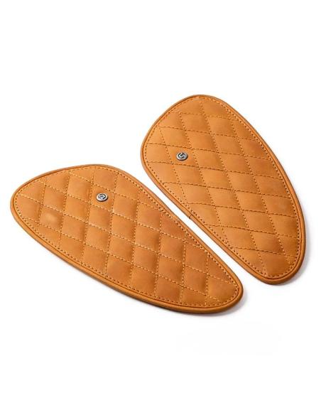PROTECTEURS DE RÉSERVOIR EN CUIR BRUN VINTAGE DIAMANT