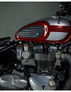 TANK PADS LEATHER STRIPES BLACK BY TRIP MACHINE 2