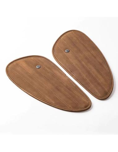 TANK PADS LEATHER STRIPES BROWN TOBACCO BY TRIP MACHINE