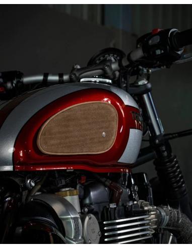 TANK PADS SUEDE STRIPES BROWN TOBACCO BY TRIP MACHINE