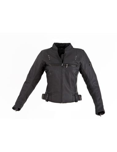 Acquista Giacca Donna Lady Rider in Pelle Nera Opaca con Protezioni a prezzo scontato