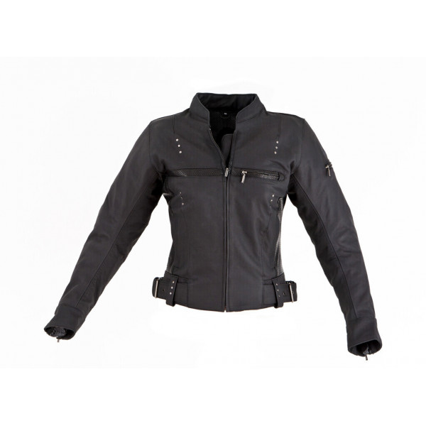 LADY RIDER WOMEN'S JACKET MATTE BLACK LEATHER WITH PROTECTIONS