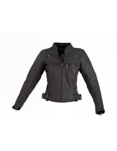 Comprar Chaqueta Femenina Lady Rider Piel Negro Mate Con Protecciones a precio de oferta