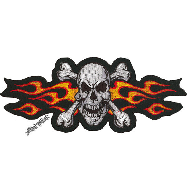 YELLOW FLAME SKULL PATCH 6.5 X 15 CM